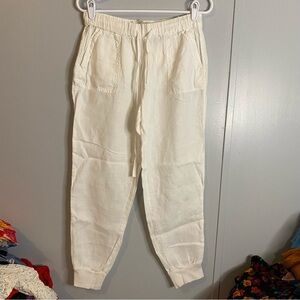 JOIE White Linen Jogger Pants Size Small